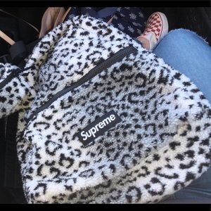 Supreme white leopard backpack
